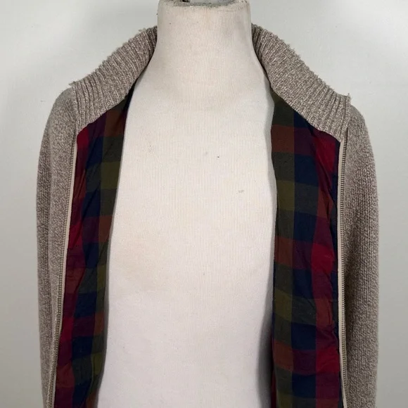 L.L. Bean Classic Ragg Wool Full Zip Sweater in Tan - Picture 4 of 5